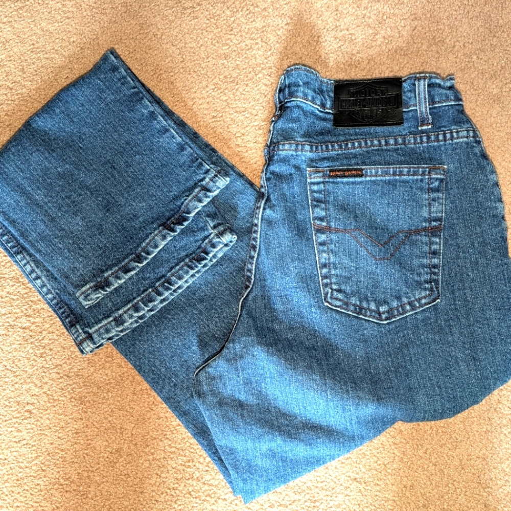 Blue Straight Leg Harley Davidson Jeans